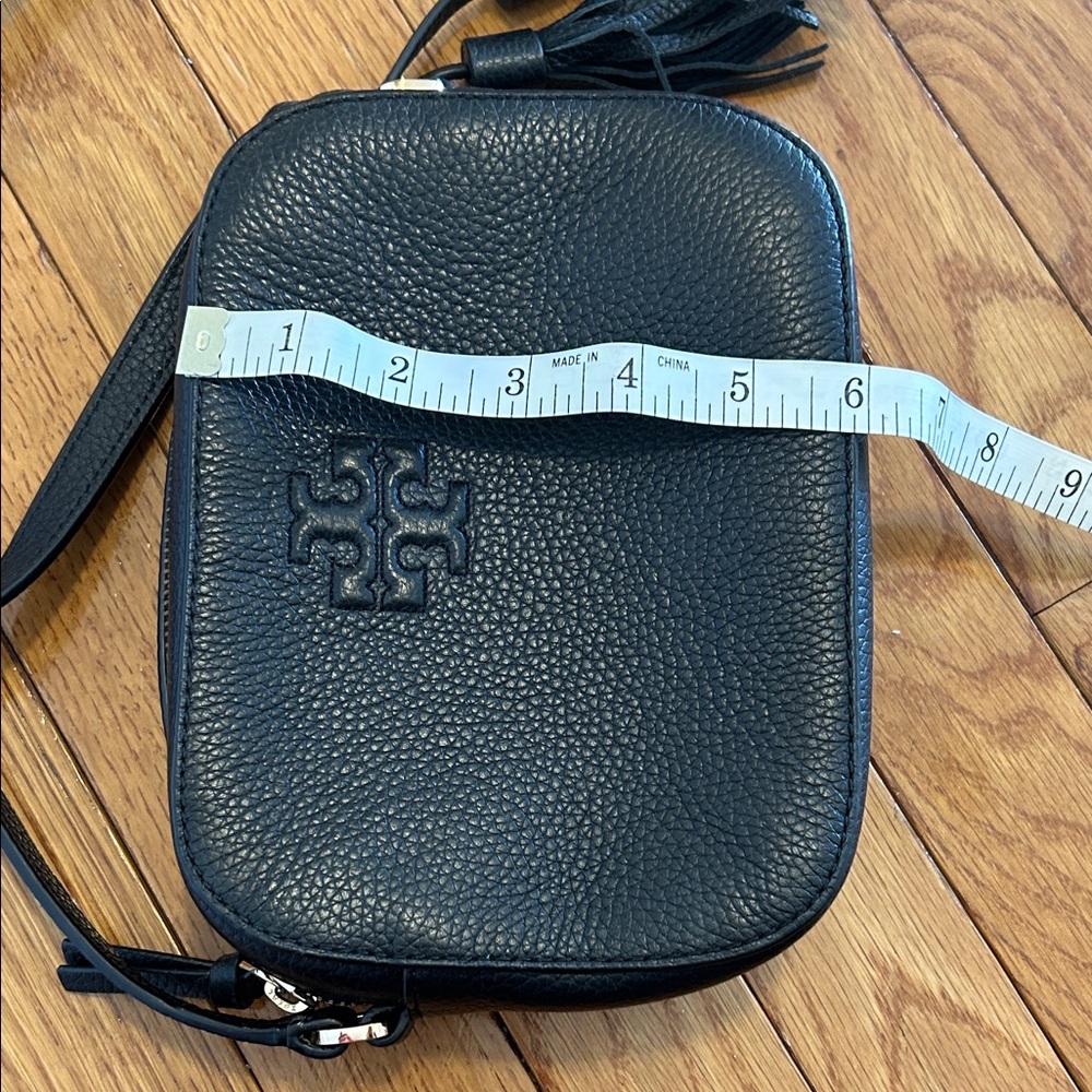 Tory Burch Black Pebbled Leather Crossbody with Tassel - Picture 11 of 12